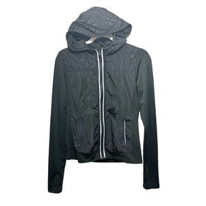 Neiman Marcus Women's Sz XS Jacket Black Quilted Stretchy Full Zip Hooded